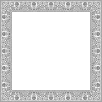 square black contour border, frame, Pompeii. Rectangle Neopolitan ornament. Art of Ancient Rome. Template for stained glass vector