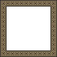 gold and black square Egyptian ornament. Rectangle, frame, ancient Egypt.Pattern of lotus flowers and sun vector