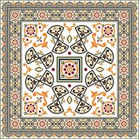 square colored border, frame, Pompeii. Rectangle Neopolitan ornament. Art of Ancient Rome. Template for stained glass vector