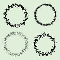 Simple round frame Set, floral botanic logo minimal style vector