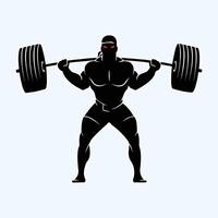 Strength Stance Exercise Icons in Bodybuilding Blueprint Designs for Fit vector