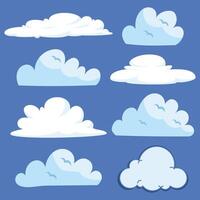 White clouds of different style shapes vector
