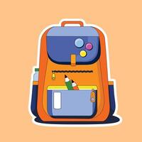 illustration of a school backpack in flat style on a light background. isolated icon in charm colors. Back to school vintage collection vector