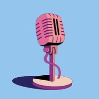 Microphone on a light blue background. Hand drawn in the style of the 90s. isolated object vector