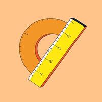 Miscellaneous icon for math in flat design. Items for school. Tools for measuring length and angles white orange background. Stock illustration vector