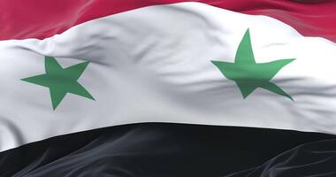 Syria flag waving at wind with blue sky in slow, loop video