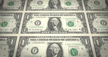 Banknotes of one american dollar rolling, loop video