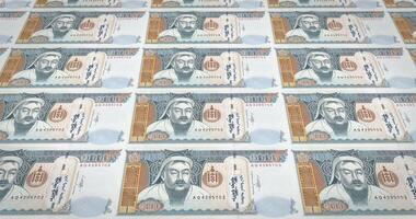 Banknotes of one thousand mongolian tugrik of Mongolia, cash money, loop video