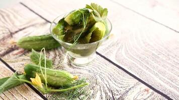 homemade food, lightly salted cucumbers with spices video