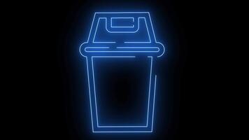 trash can icon with a glowing neon effect video
