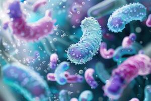Microscopic view of bacteria floating photo