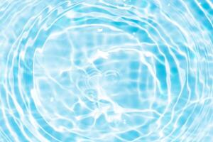 Bluewater waves on the surface ripples blurred. Defocus blurred transparent blue colored clear calm water surface texture with splash and bubbles. Water waves with shining pattern texture background. photo