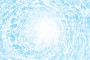 Bluewater waves on the surface ripples blurred. Defocus blurred transparent blue colored clear calm water surface texture with splash and bubbles. Water waves with shining pattern texture background. photo