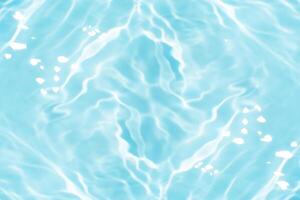 Bluewater waves on the surface ripples blurred. Defocus blurred transparent blue colored clear calm water surface texture with splash and bubbles. Water waves with shining pattern texture background. photo