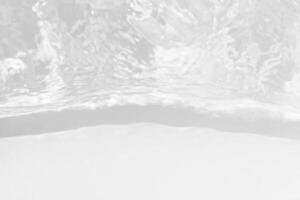 Blue water with ripples on the surface. Defocus blurred transparent blue colored clear calm water surface texture with splashes and bubbles. Water waves with shining pattern texture background. photo