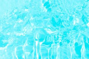 Blue water with ripples on the surface. Defocus blurred transparent blue colored clear calm water surface texture with splashes and bubbles. Water waves with shining pattern texture background. photo