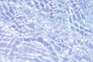 Bluewater waves on the surface ripples blurred. Defocus blurred transparent blue colored clear calm water surface texture with splash and bubbles. Water waves with shining pattern texture background. photo