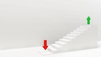 3D graph with a red arrow showing upward progress and business success photo