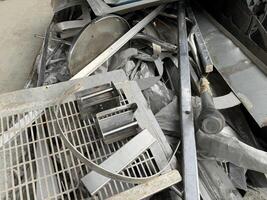 A chaotic heap of discarded metallic remnants, waiting for a second life. photo