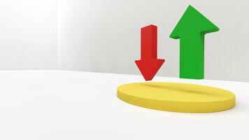 3D graph with a red arrow showing upward progress and business success photo