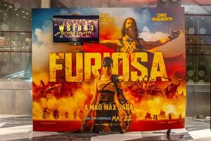 BANGKOK, THAILAND, 10 May 2024 - A beautiful standee of a movie called Furiosa A Mad Max Saga display at the cinema to promote the movie photo