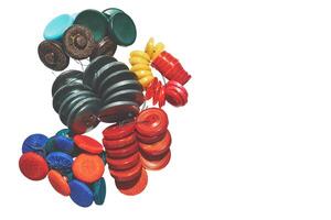 A bunches number of different multi colored tailor buttons and place for text photo