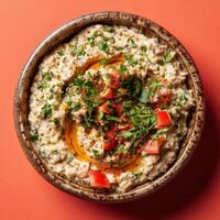 Baba Ganoush with Tomatoes and Parsley photo