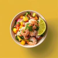 Shrimp Ceviche in a White Bowl photo