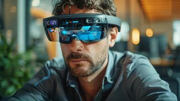 Man Wearing Augmented Reality Headset photo