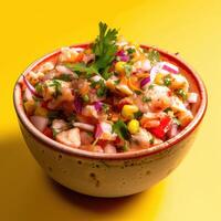 Bowl of Fresh and Colorful Ceviche photo