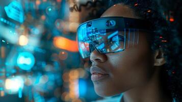 Futuristic Vision with Augmented Reality Glasses photo