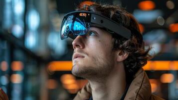 Man Experiencing Augmented Reality photo