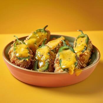 de cerca de jalapeño poppers en un plato foto