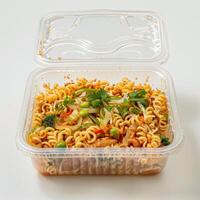 Pasta Salad in a Plastic Container photo