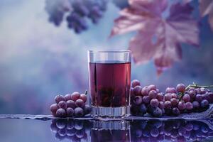 Glass of Grape Juice with Fresh Grapes photo