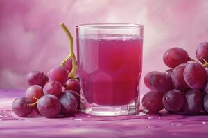 Freshly Squeezed Grape Juice with Ripe Grapes photo