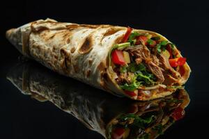 Delicious and Flavorful Burrito with Grilled Meat photo
