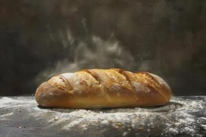 Freshly Baked Bread with Flour Dust photo