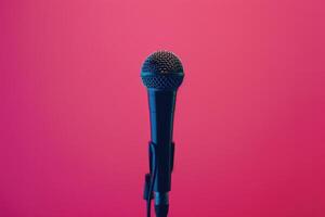 Pink and Blue Microphone on Stage photo