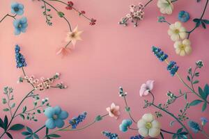 Floral Arrangement on a Pink Background photo