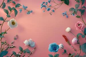 A Floral Arrangement on a Pink Background photo