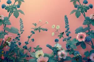 Floral Arrangement with Pink and White Flowers on a Peach Background photo