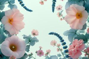 Delicate Pink and Blue Floral Arrangement photo