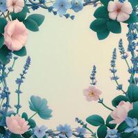 A Pastel Floral Frame with Delicate Pink and Blue Flowers photo