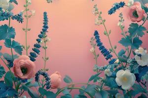 A Delicate Floral Arrangement on a Pink Background photo