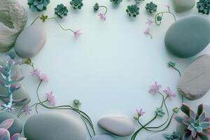 A Border of Succulents, Flowers, and Stones photo