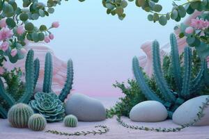 Desert Oasis with Cactus and Succulents photo