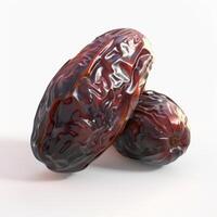 Two dates, pitted dates, on a white background. photo