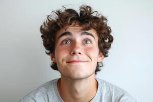 Cheerful Young Man with Curly Hair photo