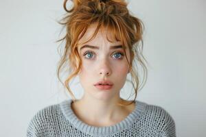 Portrait of a Young Woman with Expressive Eyes photo